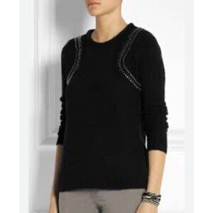Maje Black Studded Angora Wool Sweater Size S